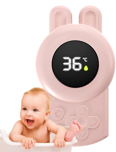 Babybadthermometer - Watermeter - Veilig Baden - Drijvend Konijn - 68 cm - Roze