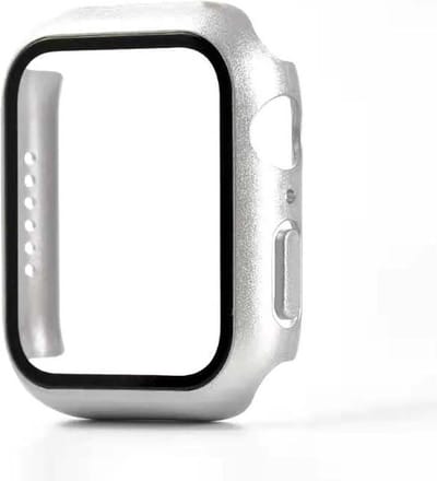 Smartphonica Hoesje met glazen screenprotector voor Apple Watch 38mm - Zilver geschikt voor Apple Watch