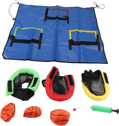 Trampoline Basketbal Set - Springkussen Basketbal - Actief Spelen - Drievoudig Ringontwerp - Inclusief 3 Ballen - Blauw