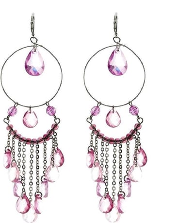 Behave - Statement oorbellen roze kralen - Romantisch boho detail