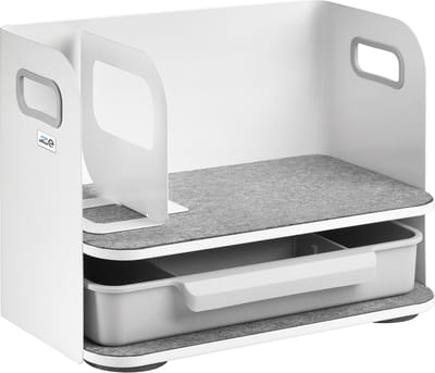 Ergo Office - Bureau-organizer met lade en boekensteun | Bureau-benodigdheden-organiser Bureaulade tot 10 kg Wit