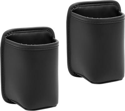 SnelShoppen - 2 Stuks Auto Deur Cuphouder Achterbank Clip Grote Fleshouder Multifunctionele Opbergruimte voor Deurcompartimenten Zwart PU Leer