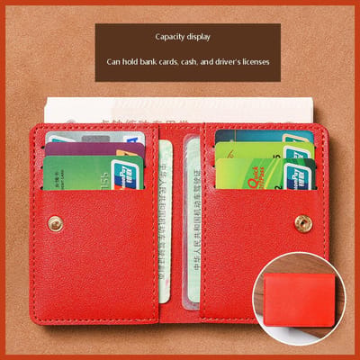 2024 Nouveau portefeuille pour femme simplifié Bouton pliable Petit portefeuille Sac pour carte de permis de conduire Portefeuille en cuir souple pour étudiant rouge