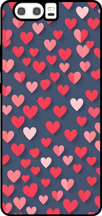 Smartphonica Telefoonhoesje Geschikt voor Huawei P10 met Roze en Rode Hartjes Opdruk - TPU Backcover Case With Rosé and Red Heart Design geschikt voor Huawei P10