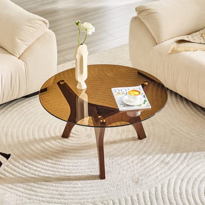 FloraGrace Salontafel Set - Ronde Tafels Met Opbergruimte - Voor Woonkamer En Slaapkamer - MDF - 80 x 47 cm - Walnoot Zwart