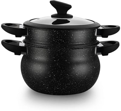 Ferveo Sahra Couscouspan - 4,2 Liter - 20 cm - Inductie geschikt - Stoompan - Zwart