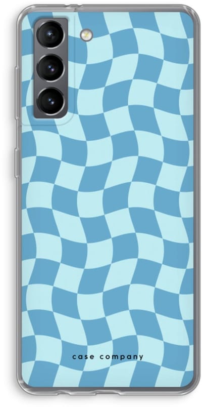 Case Company® - Hoesje geschikt voor Samsung Galaxy S21 hoesje - Grid Blauw - Soft Cover Telefoonhoesje - Bescherming aan alle Kanten en Schermrand