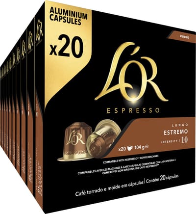 L'OR Lungo Estremo Koffiecups - Intensiteit 10/12 - 10 x 20 capsules