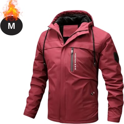 Livano Winterjas - Fleecejack Heren - Winter - Volwassen - Stijlvol - Met Capuchon - Rood - M