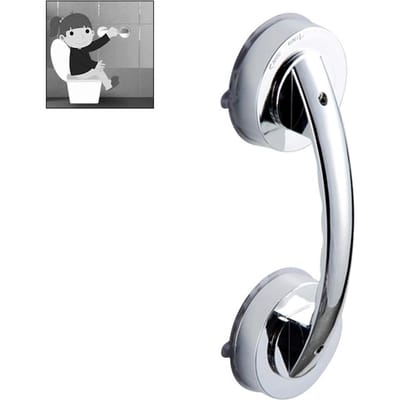 Poignée à ventouse de salle de bain Barre d'appui Barre de sécurité de douche Poignée antidérapante pour porte de baignoire Poignée d'appui de salle de bain argenté