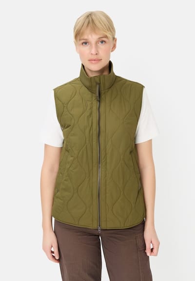 camel active Weste met opstaande kraag - Maat womenswear-34 - Olijf
