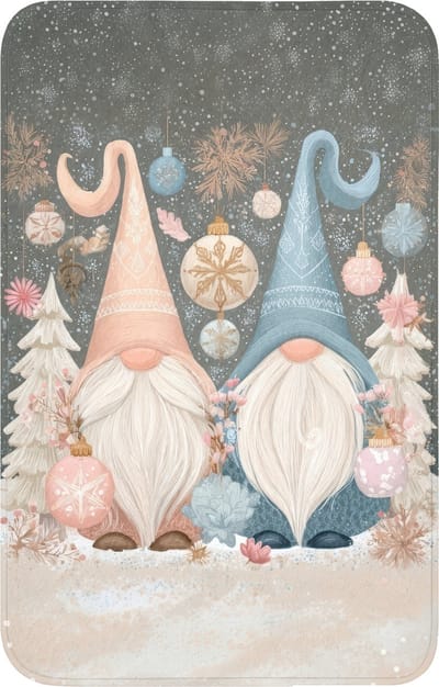 WC mat 50x80 cm - Antislip - Kerst - Gnomen - Pastel - Toiletmat - Vloermat - Douchemat - Toilet tapijt - Toiletmatten