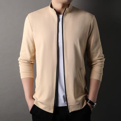 Lente Nieuwe Herenjas Koreaanse Stijl Effen Kleur Katoen Veelzijdig Losse Opstaande Kraag Rits Sweatshirt voor Heren 3XL