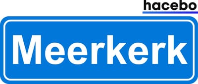 Hacebo - Plaatsnaam Sticker - 29x10 CM - Meerkerk sticker - Verkeersborden sticker - grappige cadeaus - Meerkerk