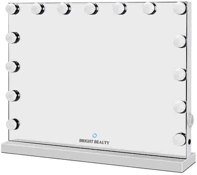 hollywood make up spiegel met verlichting - 58 cm x 43 cm - zonder rand - drie lichtstanden - wit