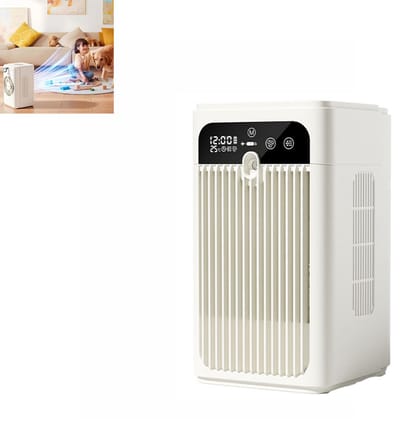 Tafel vernevelende luchtkoeler - Compacte desktop koelventilator - Stille verdampingsventilator voor thuis - Bevochtigende tafelventilator - met 10 uur slimme timer, USB voeding - Kunststof - 13,8×13,3×23,4cm - Geschikt voor slaapkamer - Wit