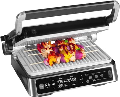 Contact Grill - Elektrisch Grillen - Lekker Eten - 180 Graden Open - 2000 Watt - Grijs