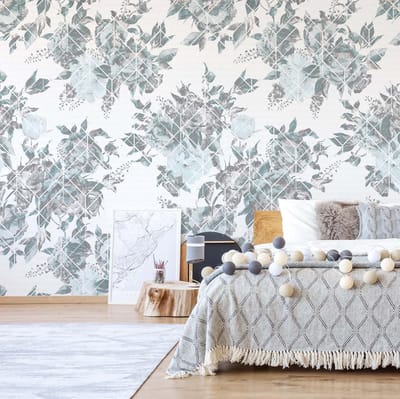 Fotobehang - Vlies Behang - Bloemen Geometrie - 416 x 290 cm