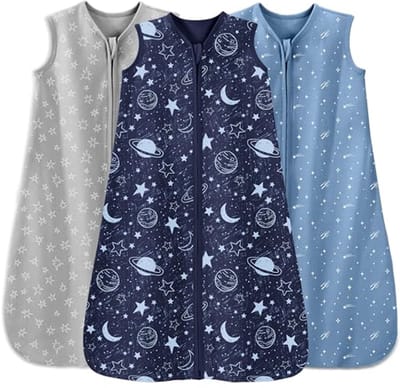 Baby Slaapzak 0,5 Tog 12-18 Maanden Zomer Slaapzak – 3 Pack 100% Katoen Draagbare Deken voor Pasgeboren Baby