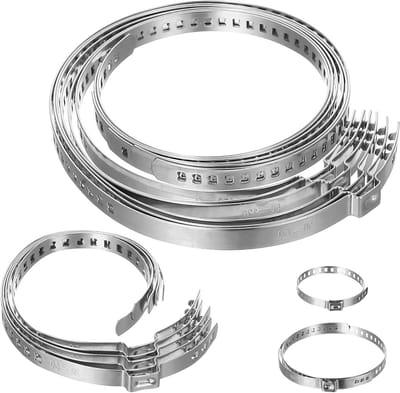 12-delige set verstelbare RVS slangklemmen voor CV-boots, aandrijfasverbindingen en HVAC-systemen, geschikt voor 20-50mm en 50-120mm toepassingen