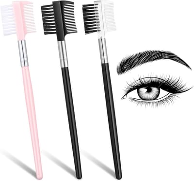 Set van 3 Wimperscheiders met Dubbele Kop, Oogmake-up Tool voor het Verwijderen van Mascara Klonten en het Stylen van Wimpers en Wenkbrauwen