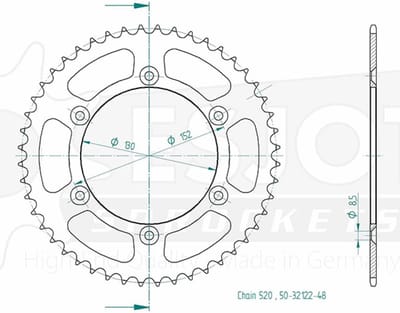 Couronne de transmission Esjot pour moto Aprilia 550 RXV 2006 à 2008 48 ds P520
