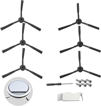 Zijborstels voor robotstofzuiger - 3 paar zijborstels geschikt voor Medion E32/MD18500/MD18501 met schoonmaakborstel en schroevendraaier, nylon materiaal voor optimale reiniging