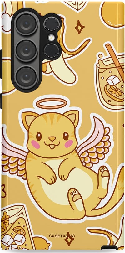 Casetastic Hoesje Geschikt voor Samsung S23 Ultra - Stijlvolle Beschermende Duo-layer Case - Poezenvleugels