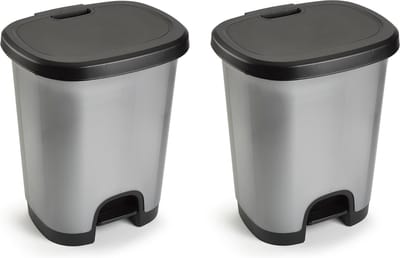 PlasticForte Pedaalemmer - Set van 2x stuks - 27L - 38 x 32 x 45 cm - prullenbak