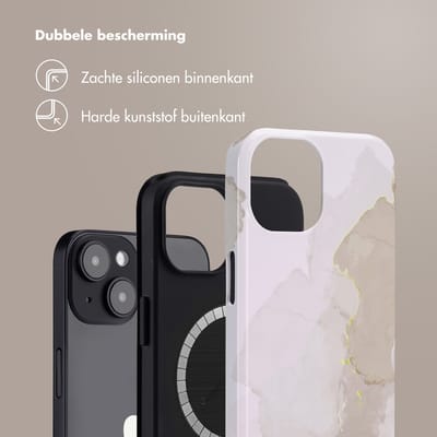 Selencia Hoesje - Geschikt voor Apple iPhone 14 - Backcover geschikt voor MagSafe - Marble Light Brown
