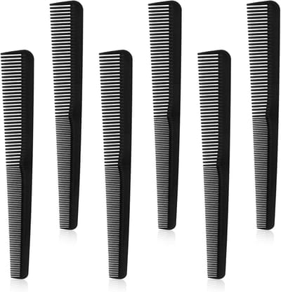 Kapperskammen Set - Haarstyling Kammen - Professioneel Knippen - Hittebestendig Koolstofvezel - 18.6 cm Lengte - Zwart