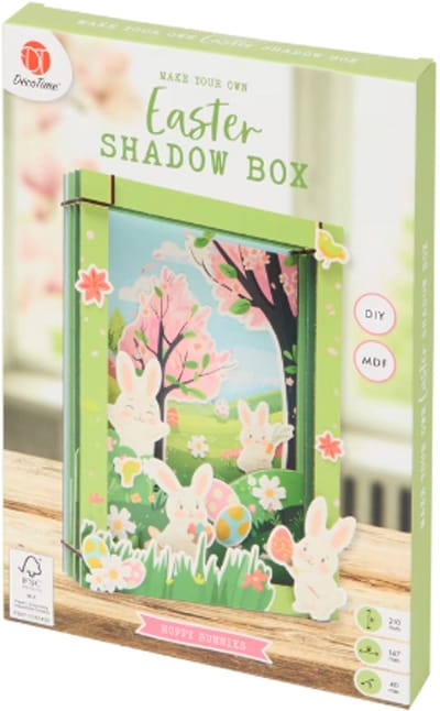 Pasen Knutselset Hoppy Bunnies - Houten 3D-Shadowbox | Paasdecoratie - DIY - Maak je eigen shadowbox - Paaseditie