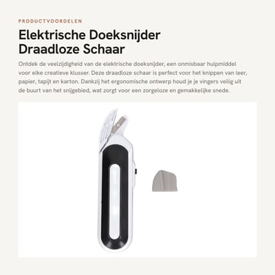 Dailygoods - Elektrische Doeksnijder - Draadloze Schaar - Ergonomisch Ontwerp - Zilver - Snoeischaar voor Leer en Papier - Handig voor Creatieve Klussen