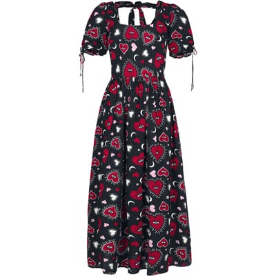 Hell Bunny Maxi-jurk - Kate Heart Dress - XS tot 4XL - voor Vrouwen - zwart-rood