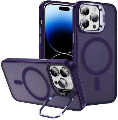 Hoesje Geschikt voor Apple iPhone 14 Pro Max - Compatibel met MagSafe & Qi2 - Back Cover met Standaard - Camera Kickstand - Paars