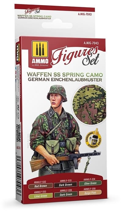 AMMO by Mig Jimenez Hobbyverf Acrylverf - MIG 7043 Waffen SS Spring Camo - German Einchenlaubmuster - Acryl Set Verf set - 6x 17 ml