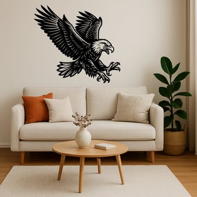 Adelaar Wanddecoratie Hout – Dieren Muurdecoratie Groot – Lasergesneden Roofvogel Design – Statement Stuk voor Woonkamer – Cadeau voor Natuurliefhebber – 75 cm Breed