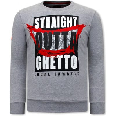 Heren Sweater - Straight Outta Ghetto - Grijs