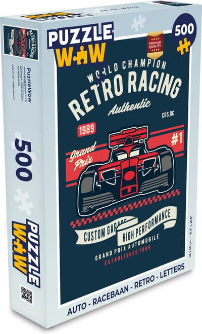 Puzzel Auto - Racebaan - Retro - Letters - Legpuzzel - Puzzel 500 stukjes