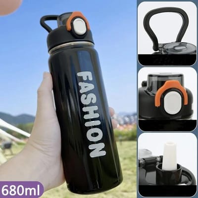 680ML Thermosbeker met Opklapbaar Rietje Roestvrij Staal Draagbare Geïsoleerde Bekers Buitensporten Waterbeker Draagbaar Drinkgerei Cadeau 680ml gray