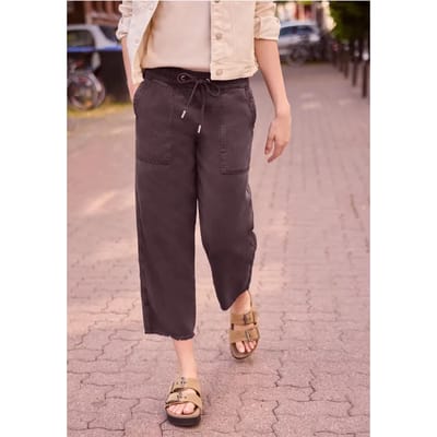 Mid Waist Broek met rechte pijpen in een Loose Fit pasvorm
