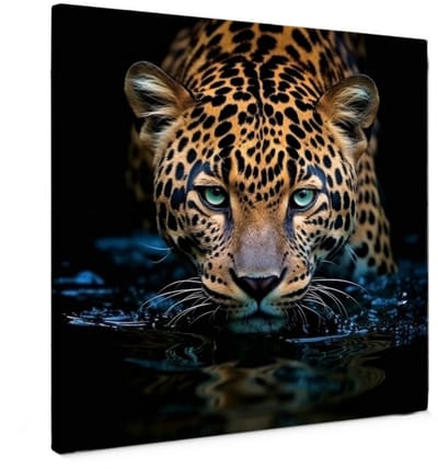 Canvas schilderij - Wispers of the Wild - 50x50 cm - Abstracte kunst - Huis decoratie woonkamer - Luipaard muur schilderijen - Wanddecoratie accessoires - Kamer interieur natuur