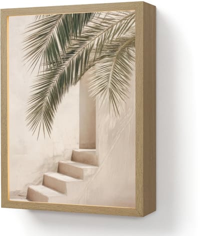 Wandlamp 30x40 cm - Oplaadbaar - Palmboom - Schaduw - Trap - Beige - Wandlampen binnen woonkamer - Slaapkamer lamp - Decoratieve nachtlamp - Vloerlamp draadloos