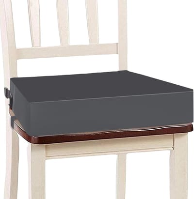 Dismountable en draagbare kinderstoelverhoger van PU-leer met veiligheidsgordel voor aan tafel (Donkergrijs) - Ideaal voor kinderen, eetkameraccessoire, comfortabel en veilig
