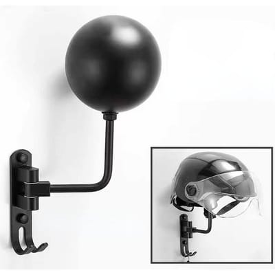 Motorhelmrek Wandmontage Vlekstalen helmhouder Helmhanger met dubbele haak Fietshelmhouder