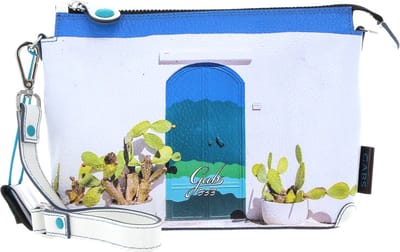 Gabs Leren Schoudertas Josephine TG Trip Pelle + Ruga Black Bag Porta Blu Wit