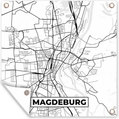 Tuin poster Kaart - Magdeburg - Plattegrond - Stadskaart - 200x200 cm - Tuindoek