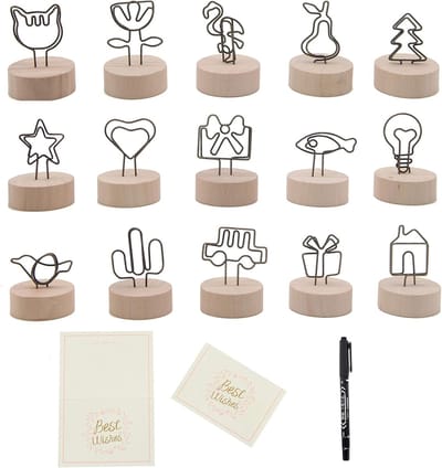 Houten Plaatshouders - Kaarthouders Set - Feest Decoratie - Compleet Incl. Stift - 36 Stuks - Natuurlijk Hout
