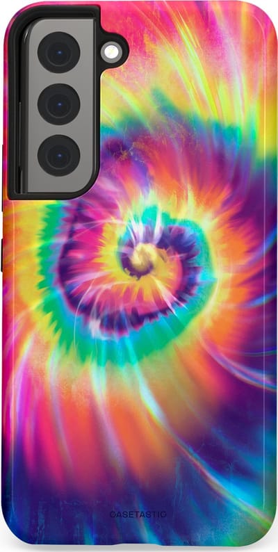 Casetastic hoesje geschikt voor Samsung Galaxy S22 - Dubbellaagse bescherming - Kleurrijke draaikolk - Fashion Case - Donkerblauw Roze Goud Lavendel