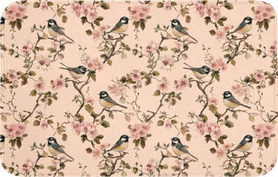 Badmat 80x50 cm - Antislip - Bloesem - Koolmees - Roze - Badmatten voor badkamer - Badkamermat - Douchemat - Badkamer mat